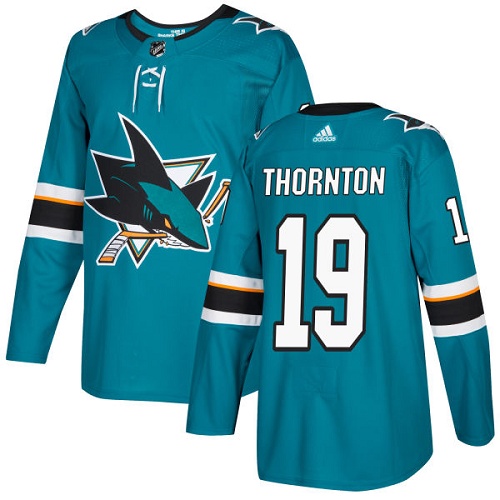 Adidas Men San Jose Sharks #19 Joe Thornton Teal Home Authentic Stitched NHL Jersey